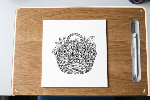 Grapes Berries Basket Coloring Page