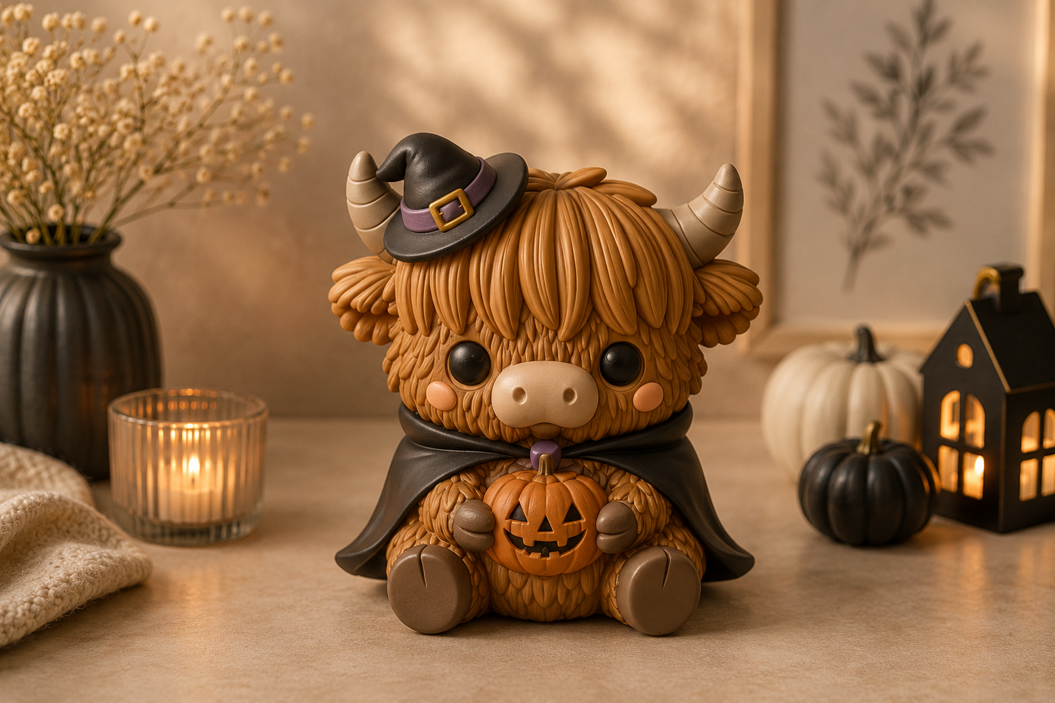 Halloween Highland Cow STL | Cute Witch 3D Print Model - Image 5