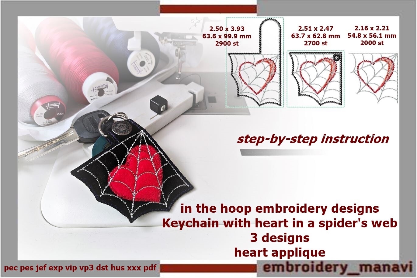 Keychain with Heart in a Spider's Web
