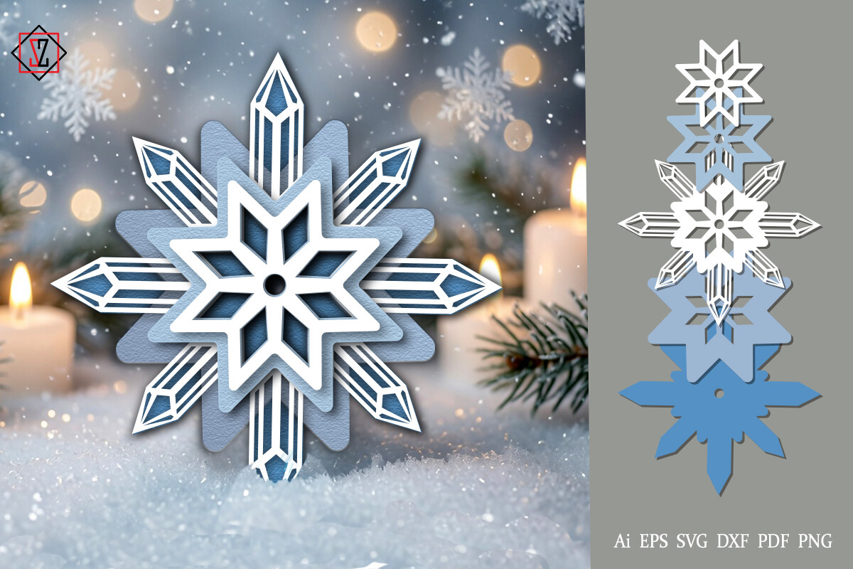 Layered Snowflake. 3D Design