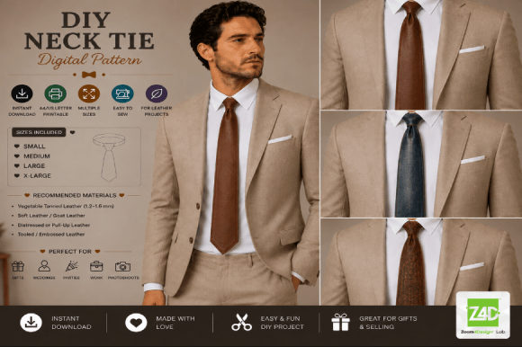 Leather Neck Tie Sewing Pattern PDF