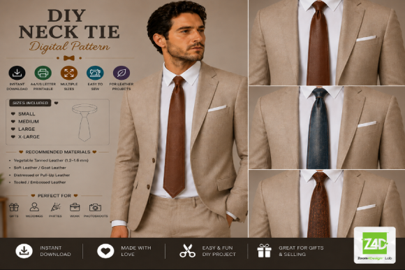 Leather Neck Tie Sewing Pattern PDF