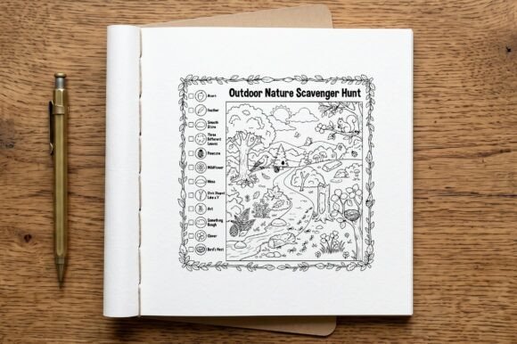 Nature Scavenger Hunt Coloring Page