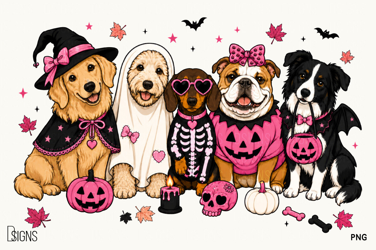 Pink Halloween Fall Cute Dog Lover PNG
