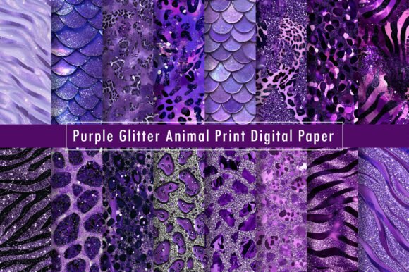 Purple Glitter Animal Print Digital Pape