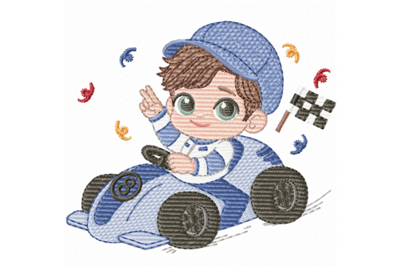 Race Car Boy Embroidery Design