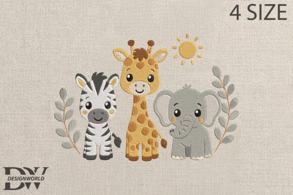 Safari Animals Embroidery Design