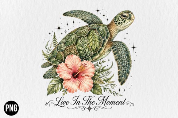 Sea Turtle Hibiscus Flower PNG