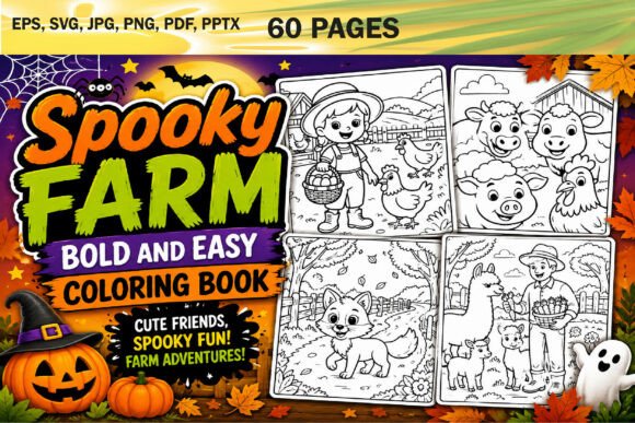 Spooky Farm Bold & Easy Coloring Book