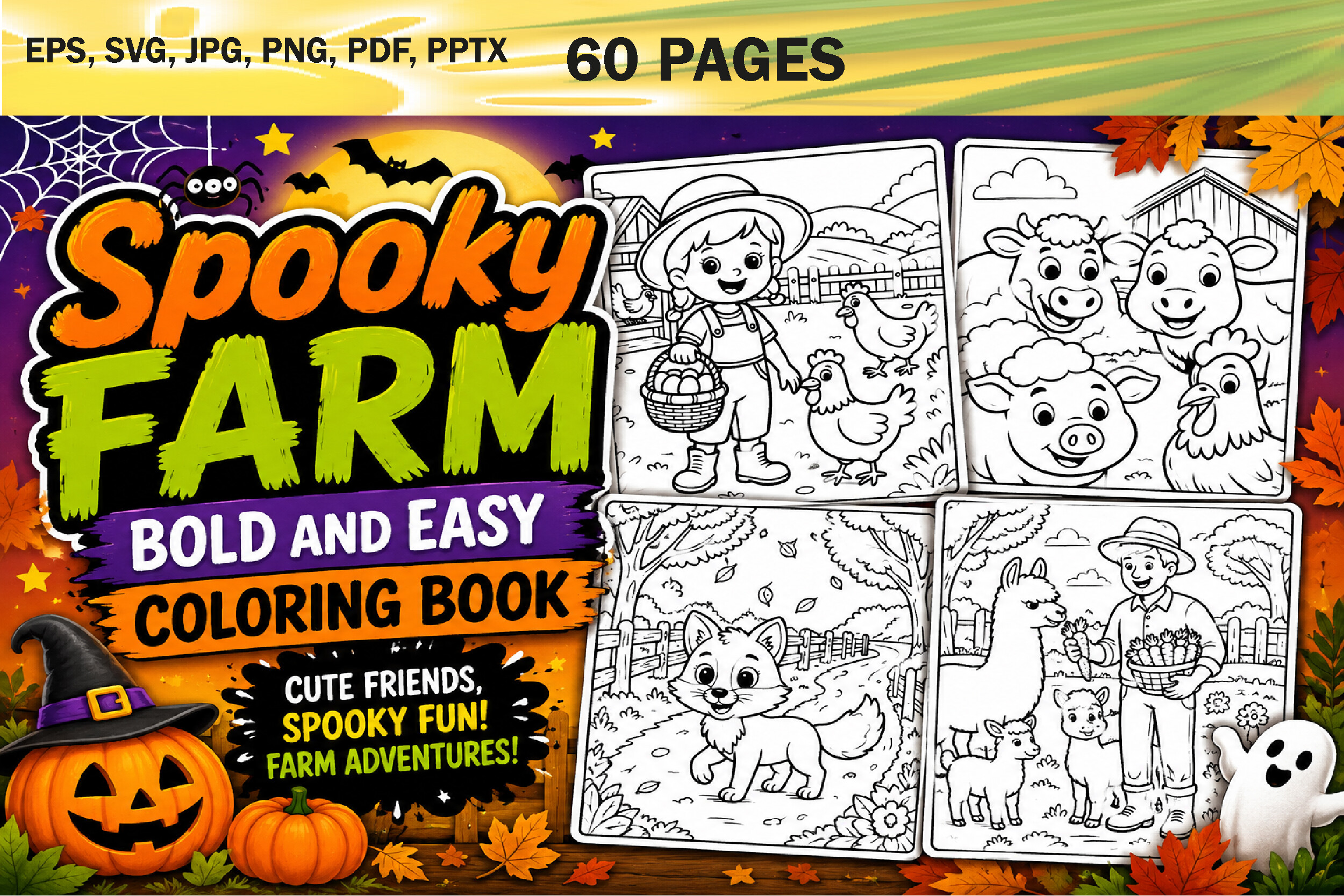 Spooky Farm Bold & Easy Coloring Book
