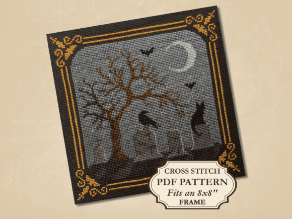 Spooky Graveyard Cross Stitch Pattern