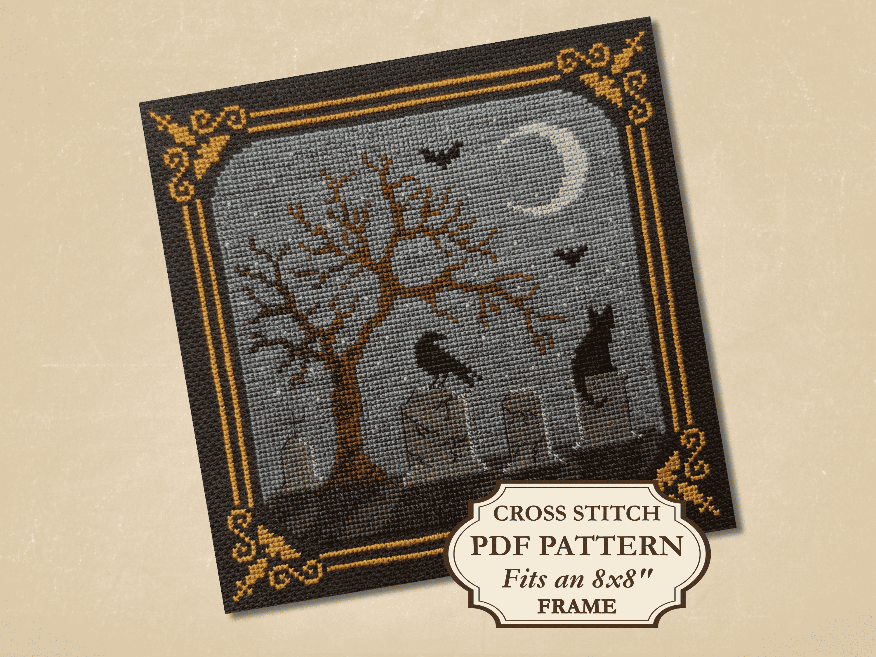 Spooky Graveyard Cross Stitch Pattern