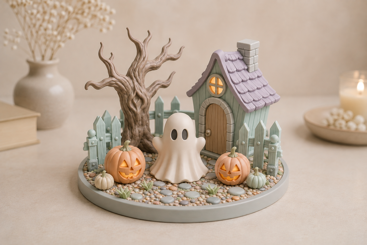 Spooky Halloween Village STL | Cute Ghost Cottage Scene - Image 7
