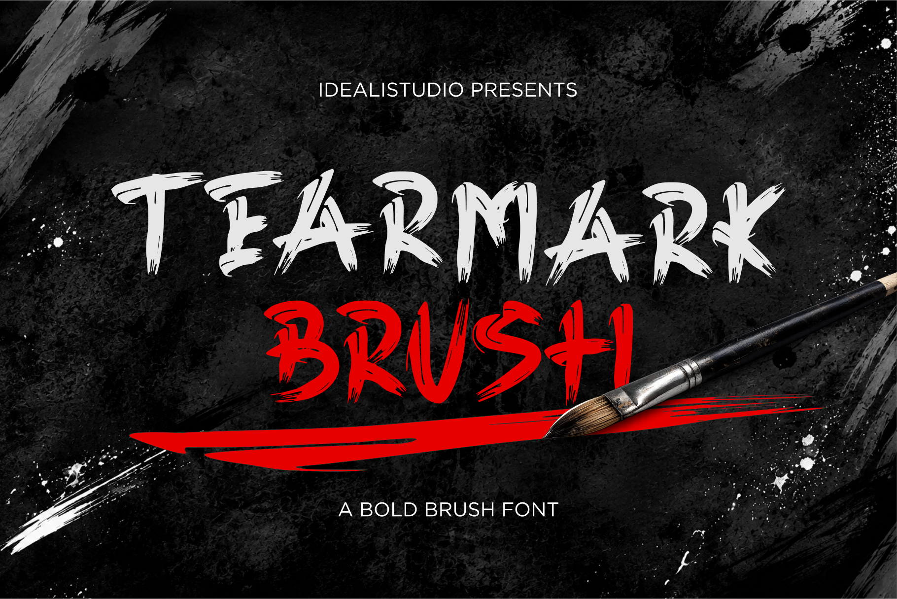 Tearmark Brush preview: worn brush distressed band-tee type