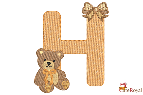 Teddy Bear Monogram Letter H – 6 Sizes