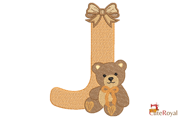 Teddy Bear Monogram Letter J – 6 Sizes