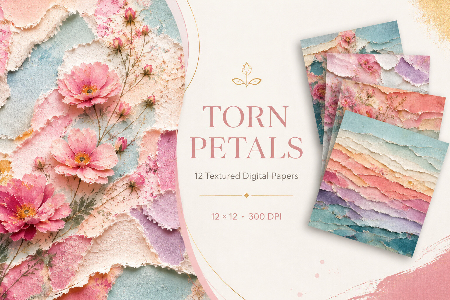 Torn Petals Textured Digital Papers