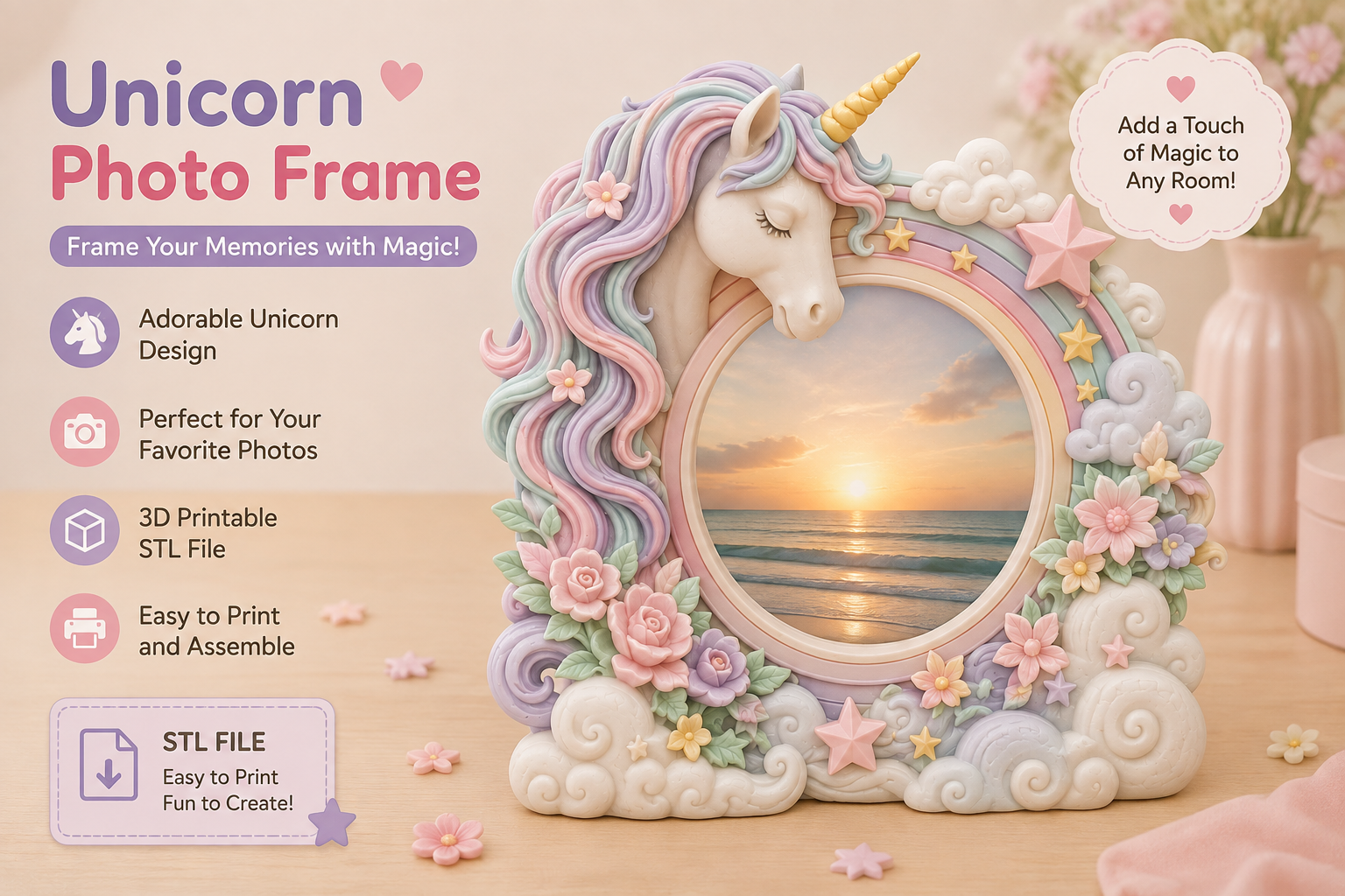 Unicorn Photo Frame STL | Magical 3D Printable Keepsake - Image 4
