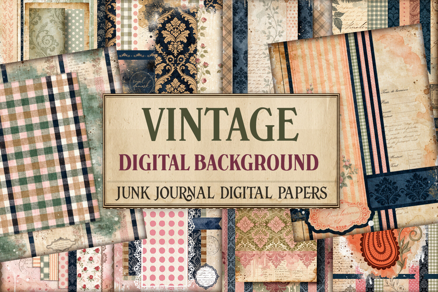Vintage Digital Background Junk Journal
