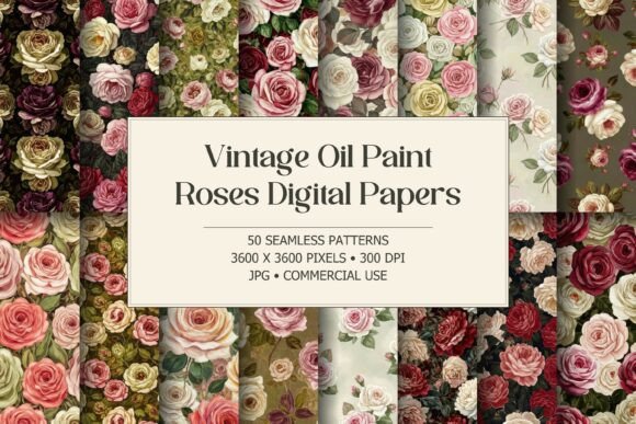 Vintage Oil Paint Roses Patterns