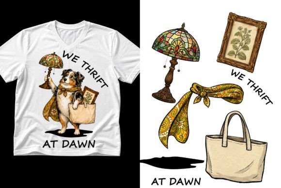 We Thrift at Dawn Thrifting Dog PNG Graphic T-shirt Designs By T-Shirt Pond