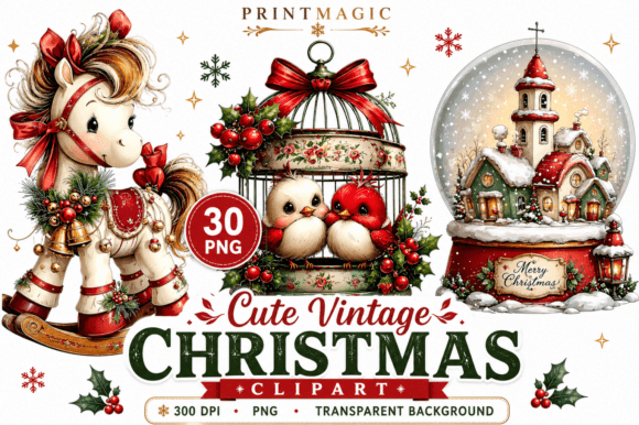 Whimsica Vintage Christmas Clipart Bundl