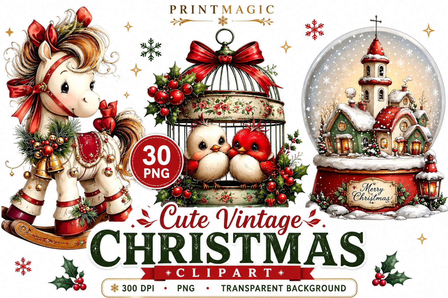 Whimsica Vintage Christmas Clipart Bundl