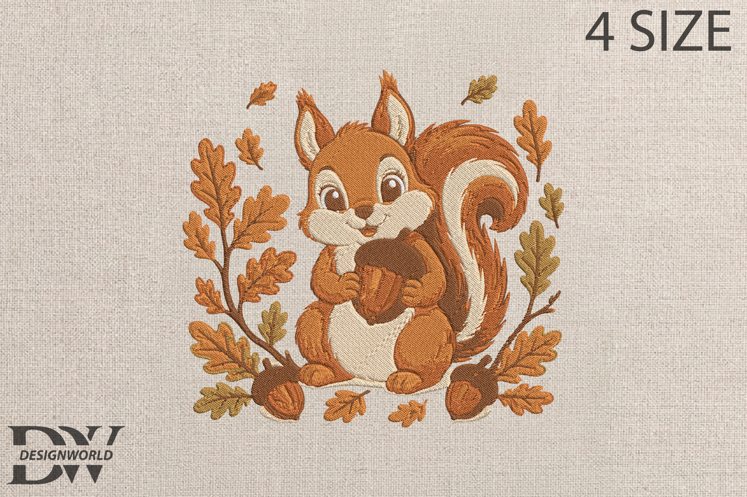 Woodland Squirrel Embroidery Design