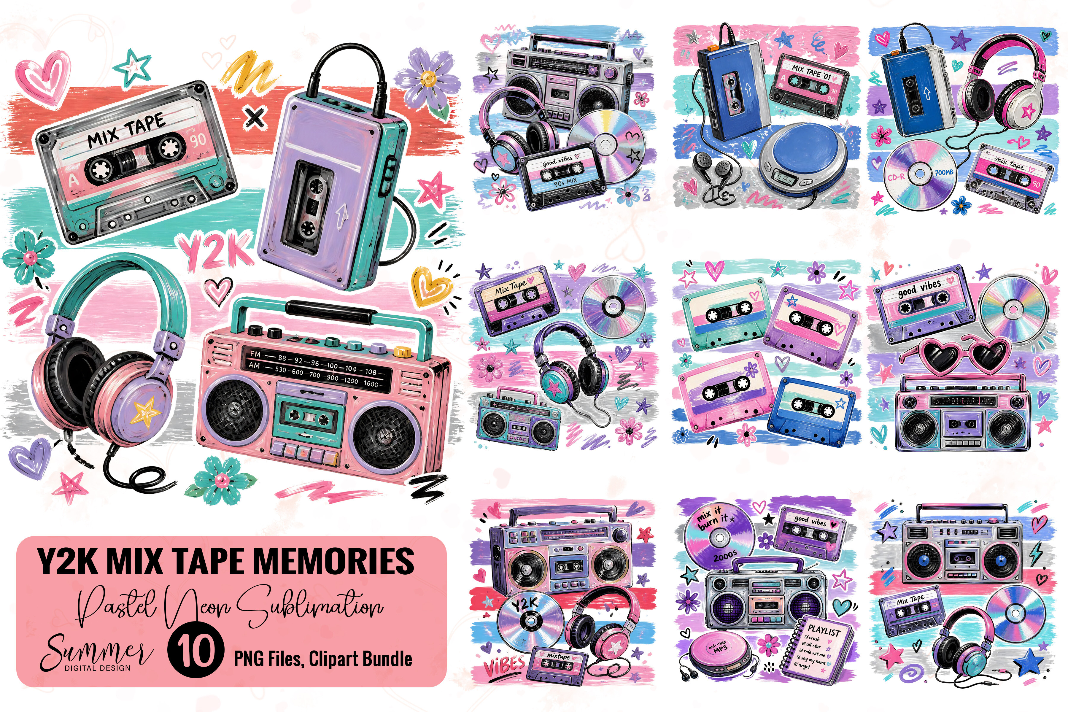 Y2K Mix Tape Memories Sublimation Bunlde