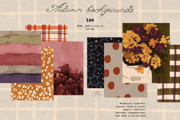 100 Hand-Drawn Autumn Backgrounds