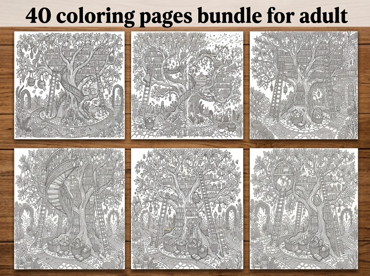 40 Magical Tree Library Coloring Pages