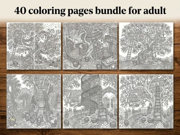 40 Magical Tree Library Coloring Pages