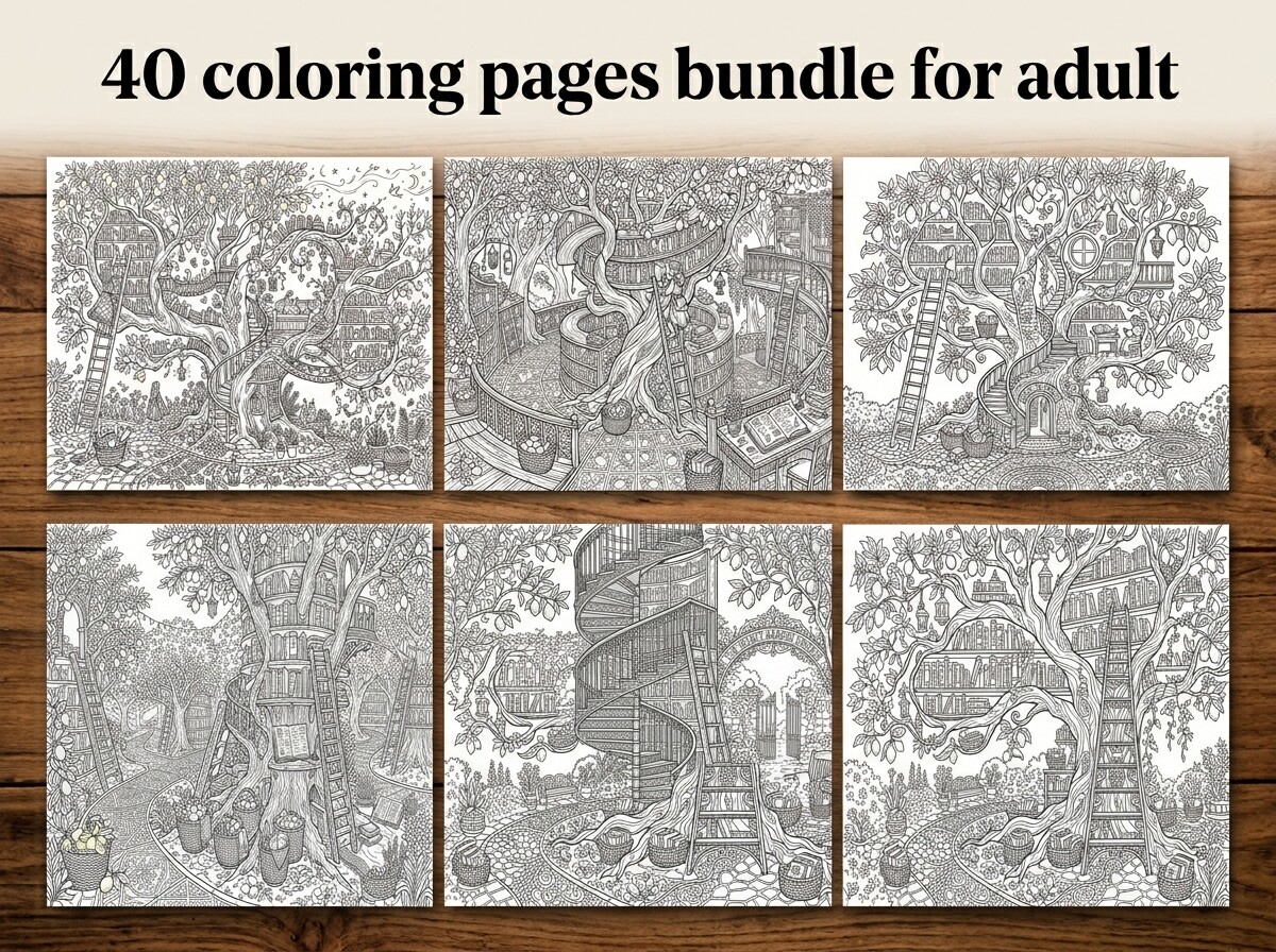 40 Magical Tree Library Coloring Pages