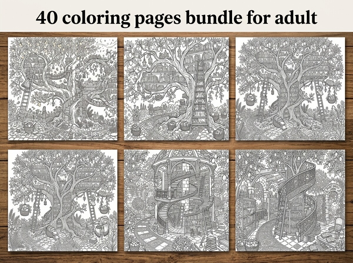 40 Magical Tree Library Coloring Pages