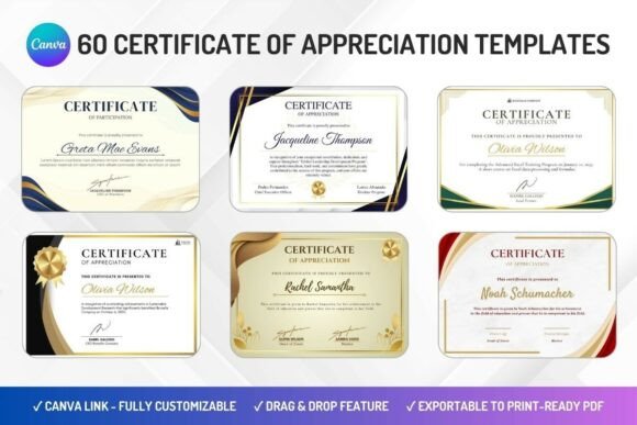 60 Appreciation Certificate Canva