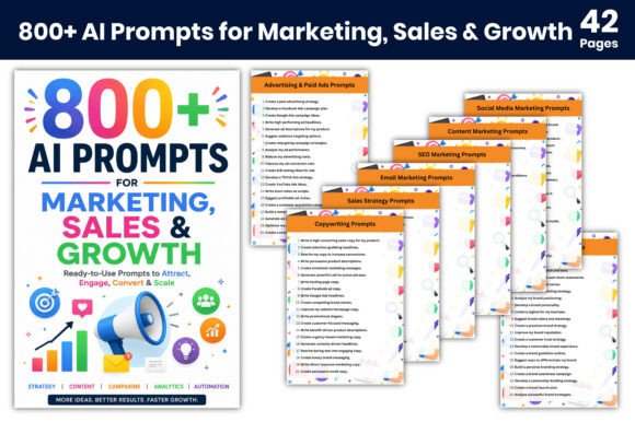 800+ AI Prompts Marketing,Sales & Growth