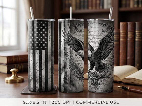 America Eagle 20oz Tumbler Wrap PNG