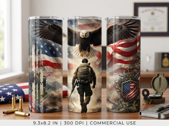 America Veteran Tumbler Wrap PNG Design