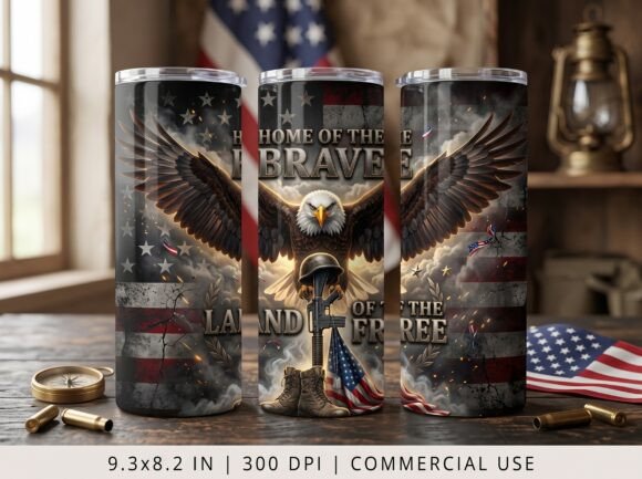 American Eagle Brave Tumbler Wrap Art