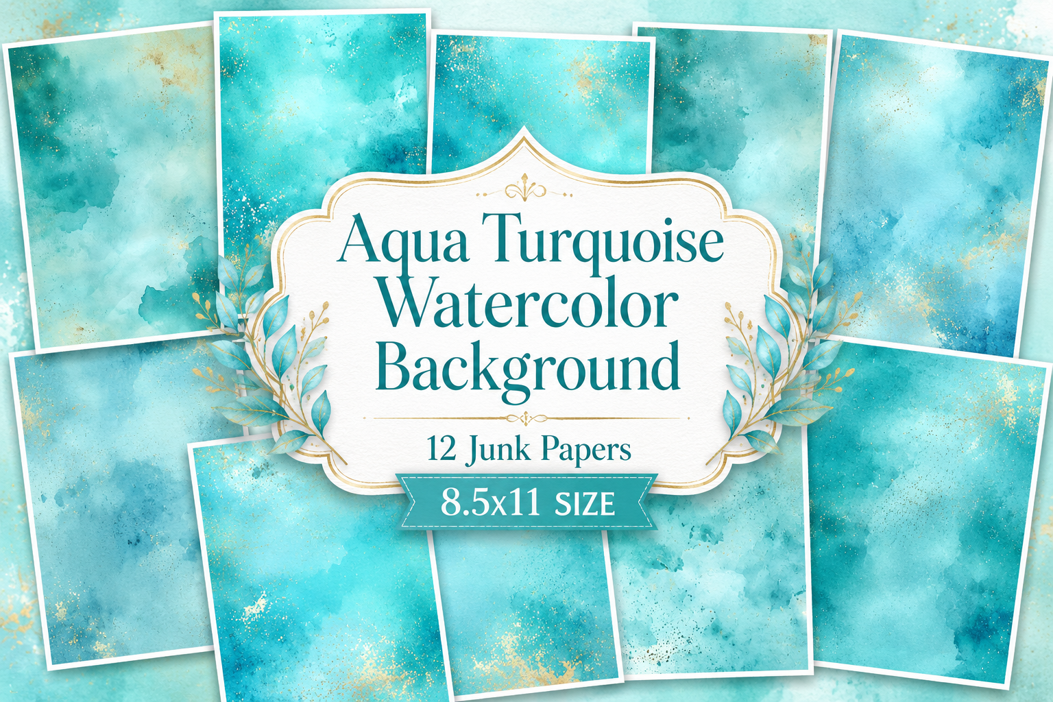 Aqua Turquoise Watercolor Background