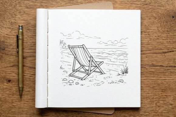 Beach Lounge Chair Sand Coloring Page