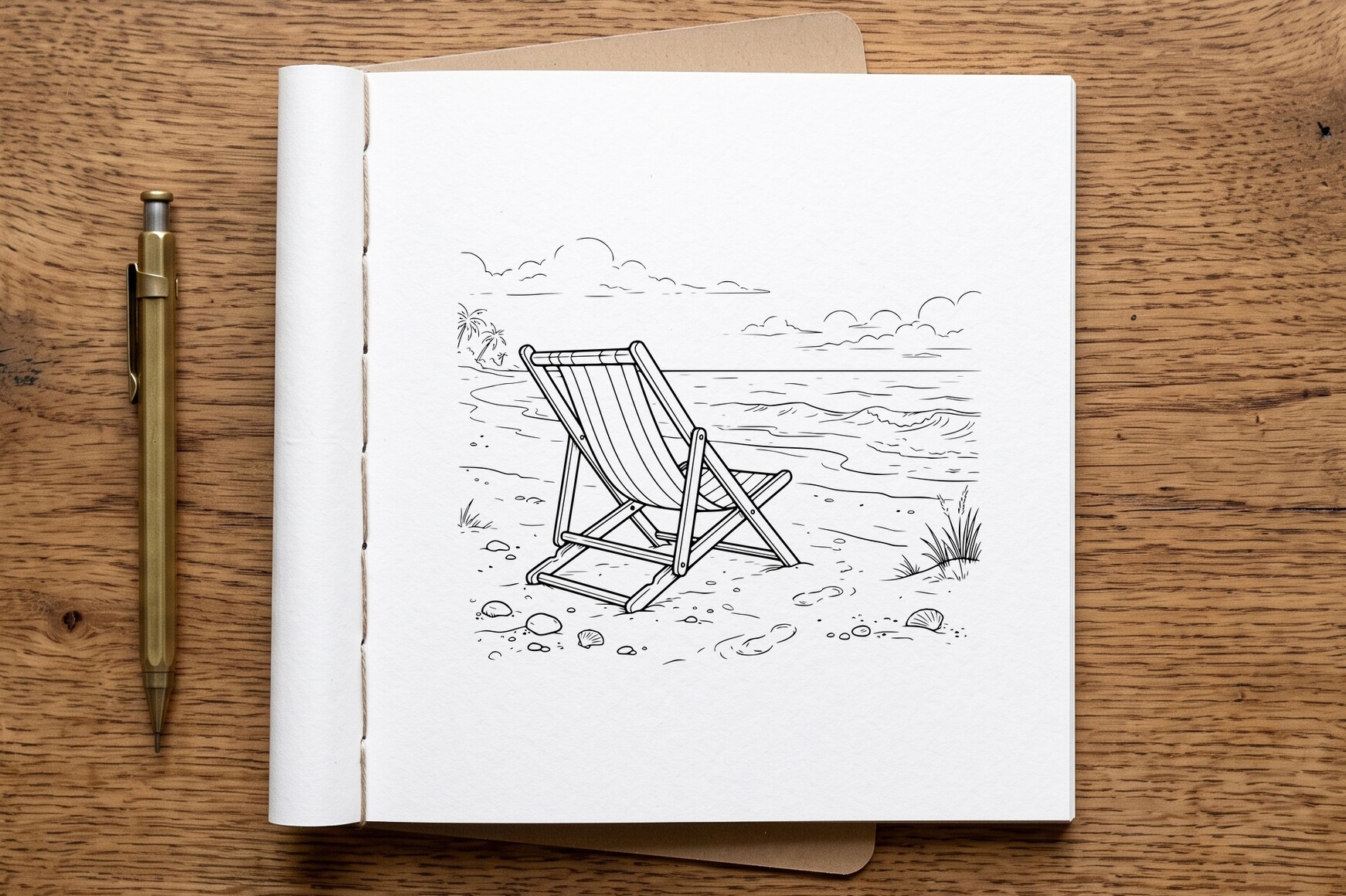 Beach Lounge Chair Sand Coloring Page