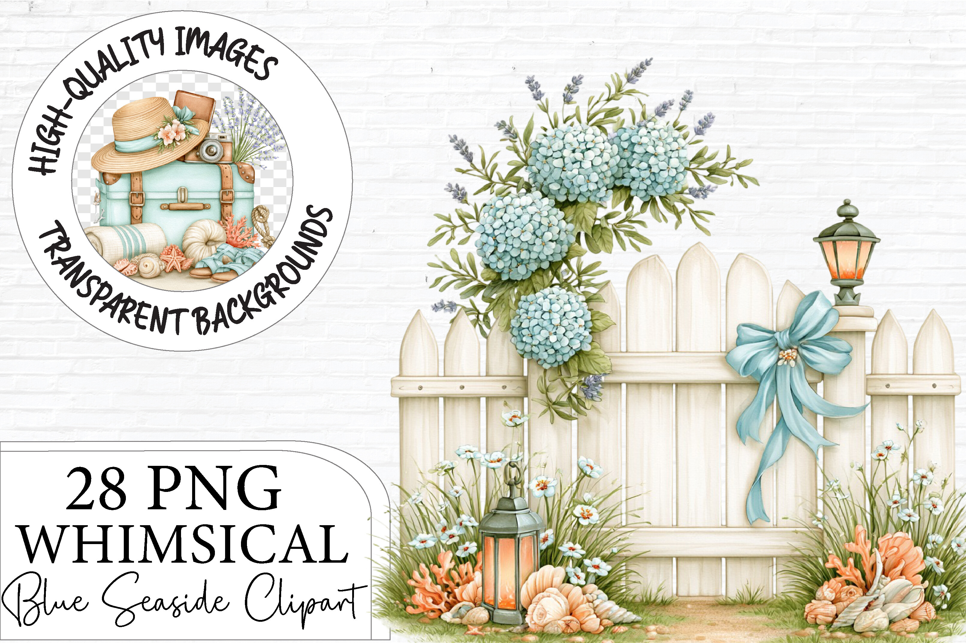 Blue Seaside Summer Clipart PNG