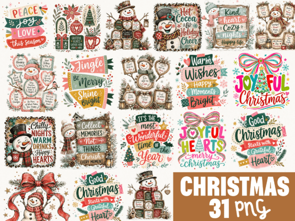 Christmas PNG Bundle, Snowman Holiday