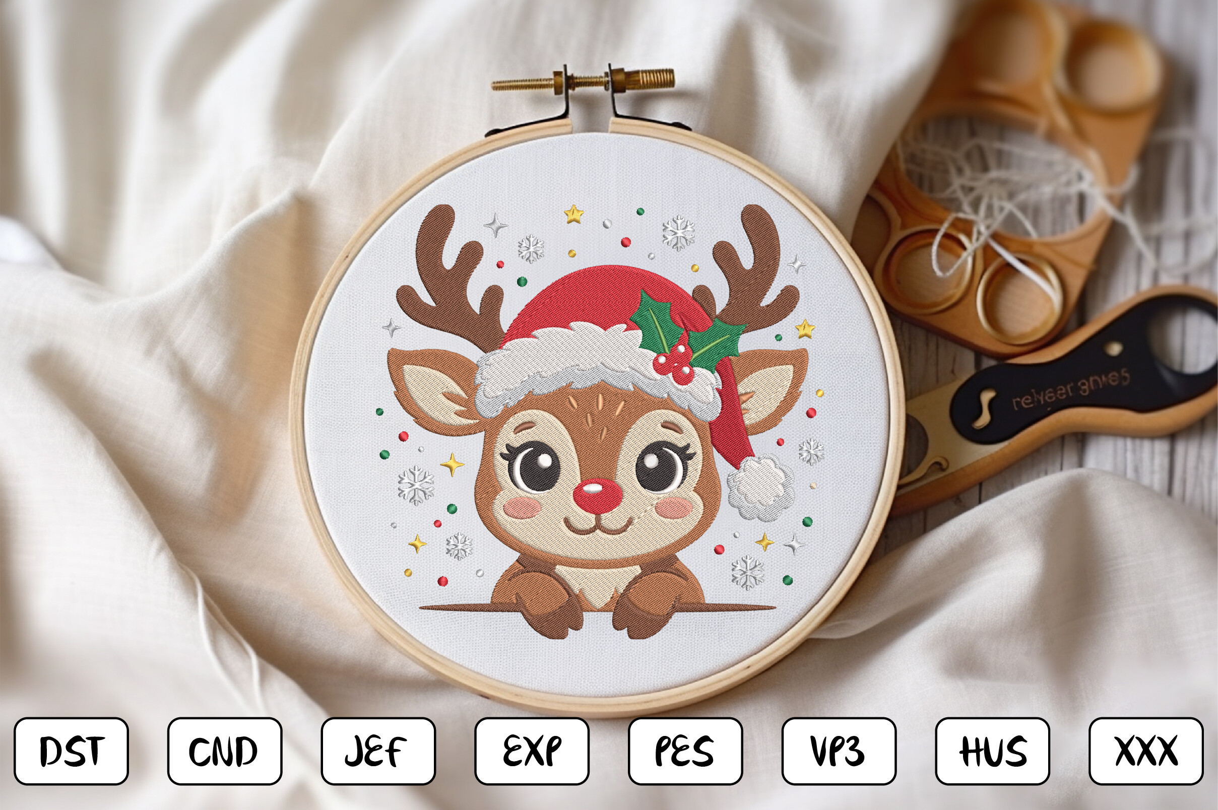 Christmas Reindeer Machine Embroidery - photo 2