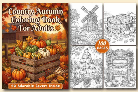 Country Autumn Coloring Book for Adults