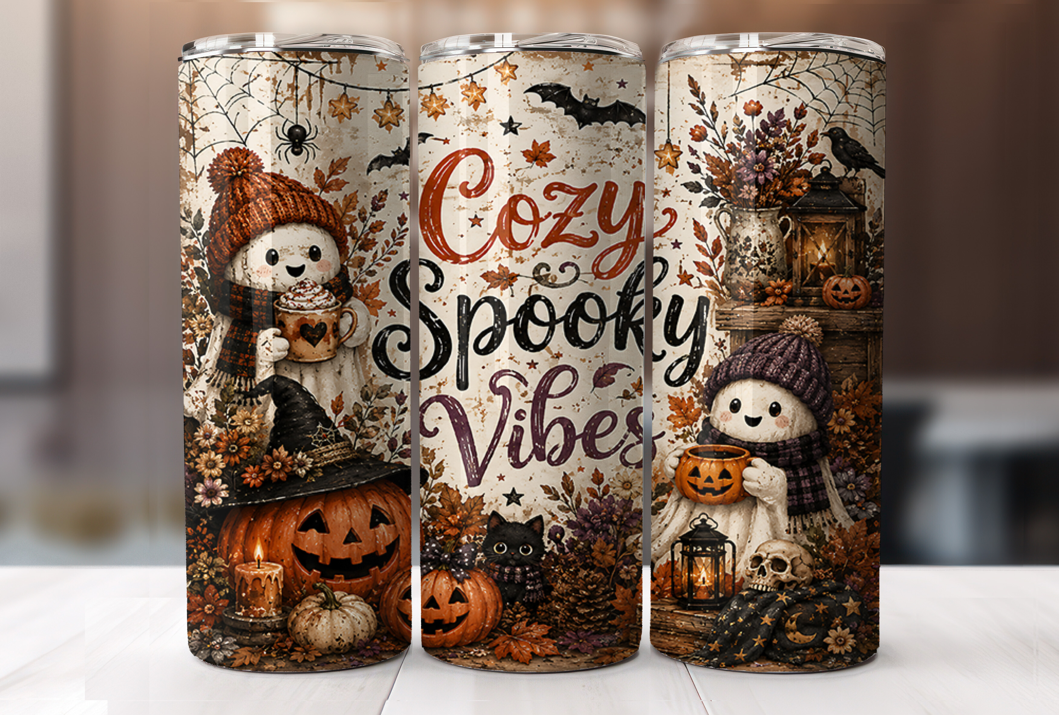 Cozy Spooky Vibes Halloween Tumbler Wrap