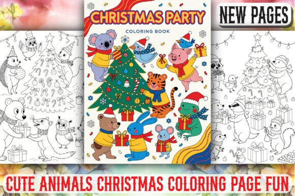 Cute Animals Christmas Coloring Page Fun