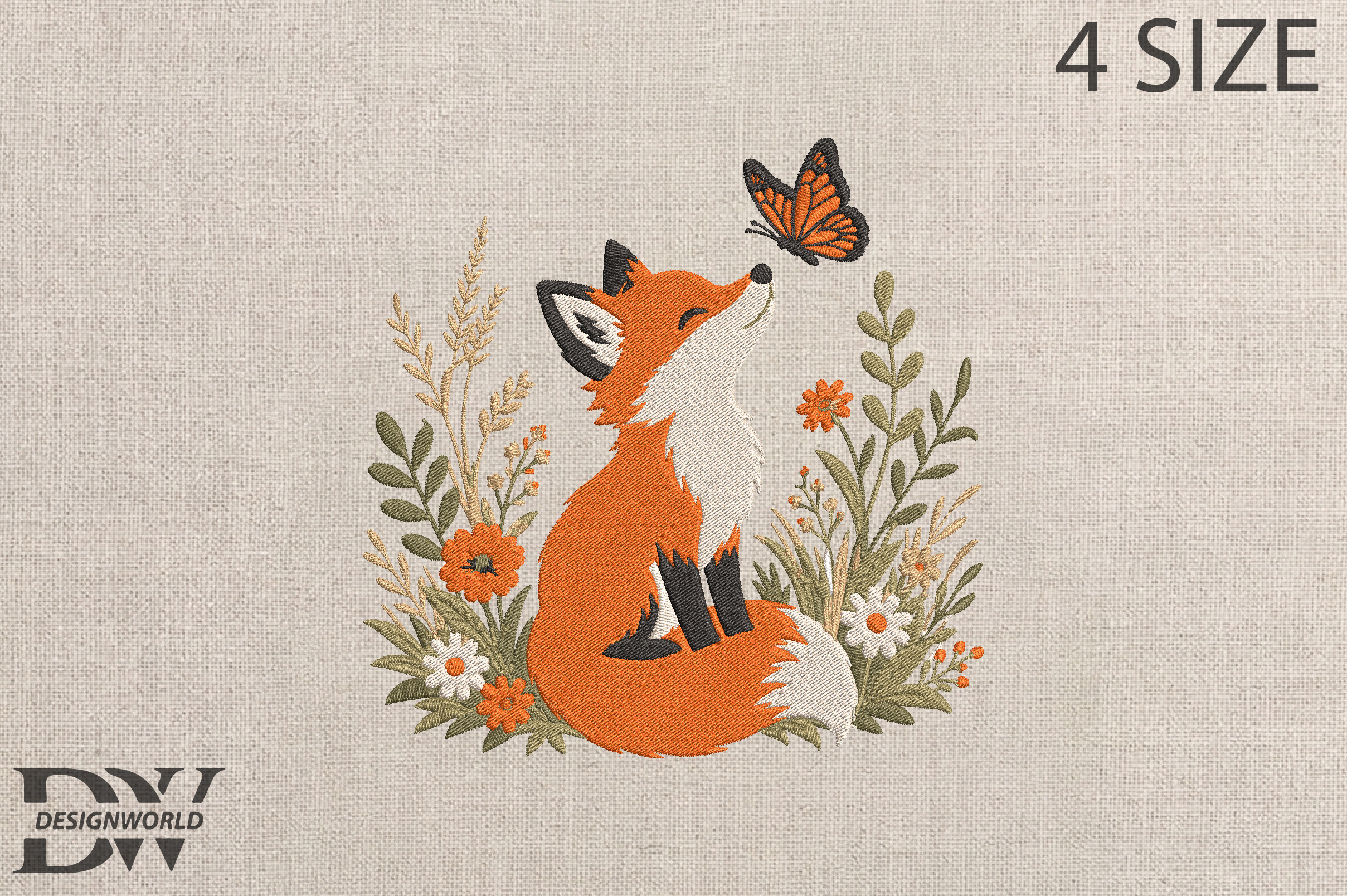 Cute Fox Embroidery Design
