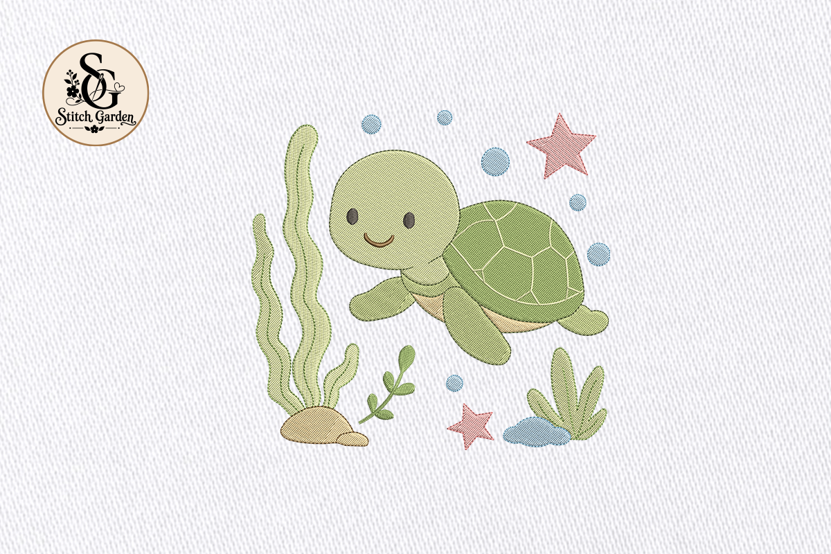 Cute Sea Turtle Embroidery Design